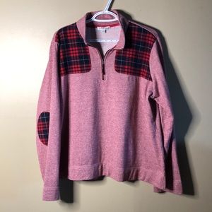 Orvis plaid patched pullover